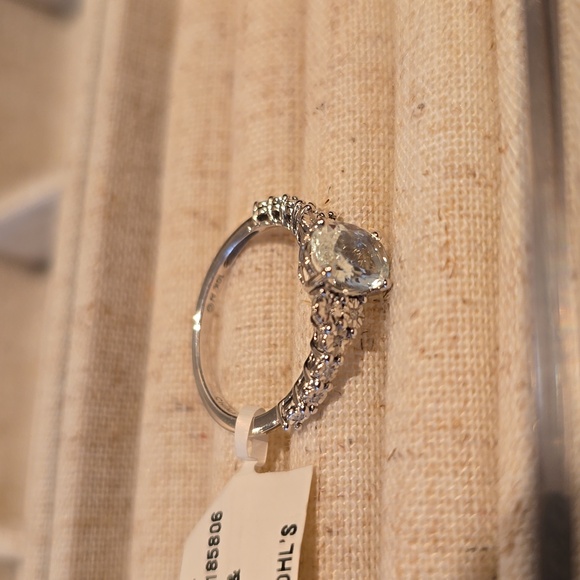 10KW GOLD GENUINE AQUAMARINE  & DIAMOND RING SIZE 7 - Picture 11 of 16